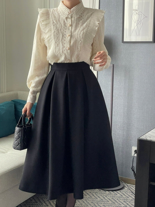 エレガントウォームタックフレアスカート(3color)