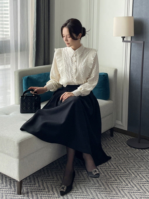 エレガントウォームタックフレアスカート(3color)