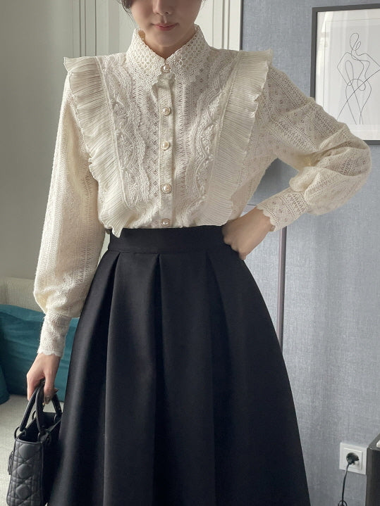 エレガントウォームタックフレアスカート(3color)