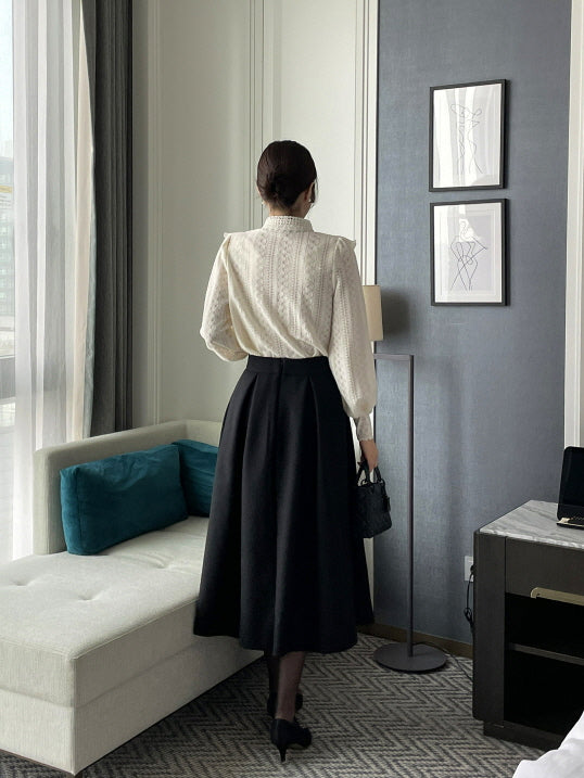 エレガントウォームタックフレアスカート(3color)