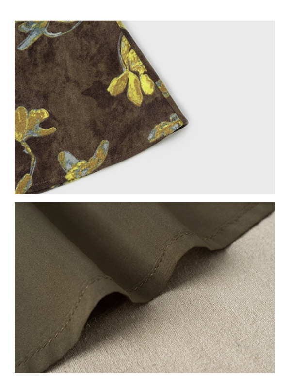 ヴィンテージ フラワー ブラウンフレアスカート