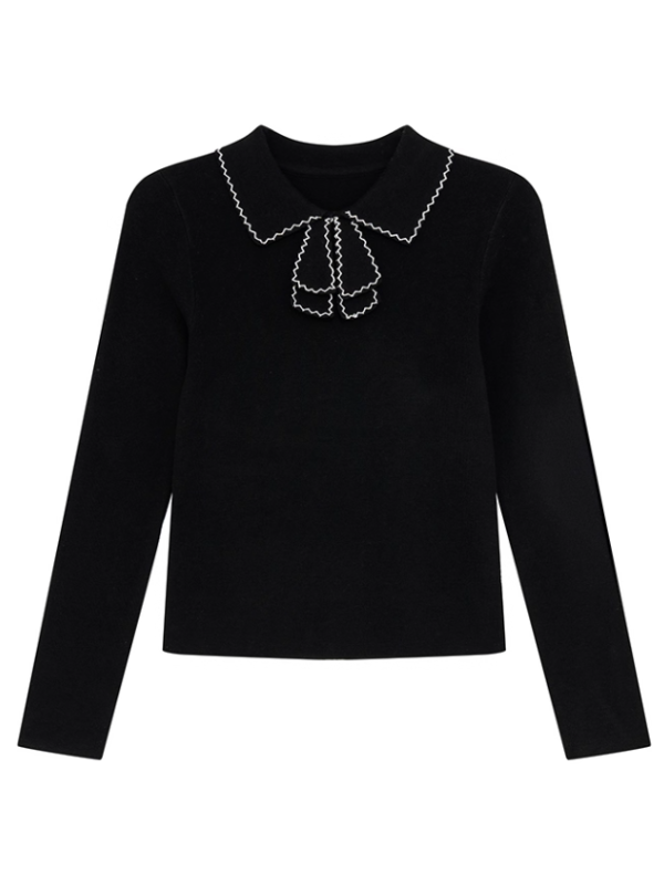 リボンカラー ニットトップス(3color)