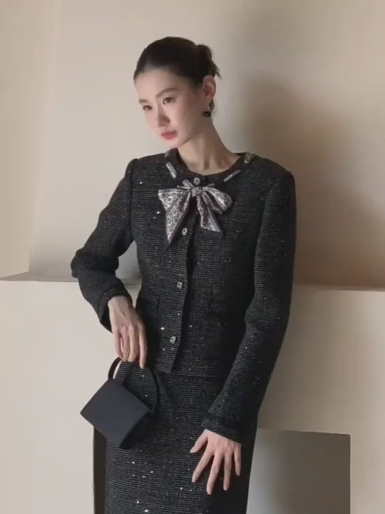 クラシック ツイードリボン ジャケット＆スカートセット